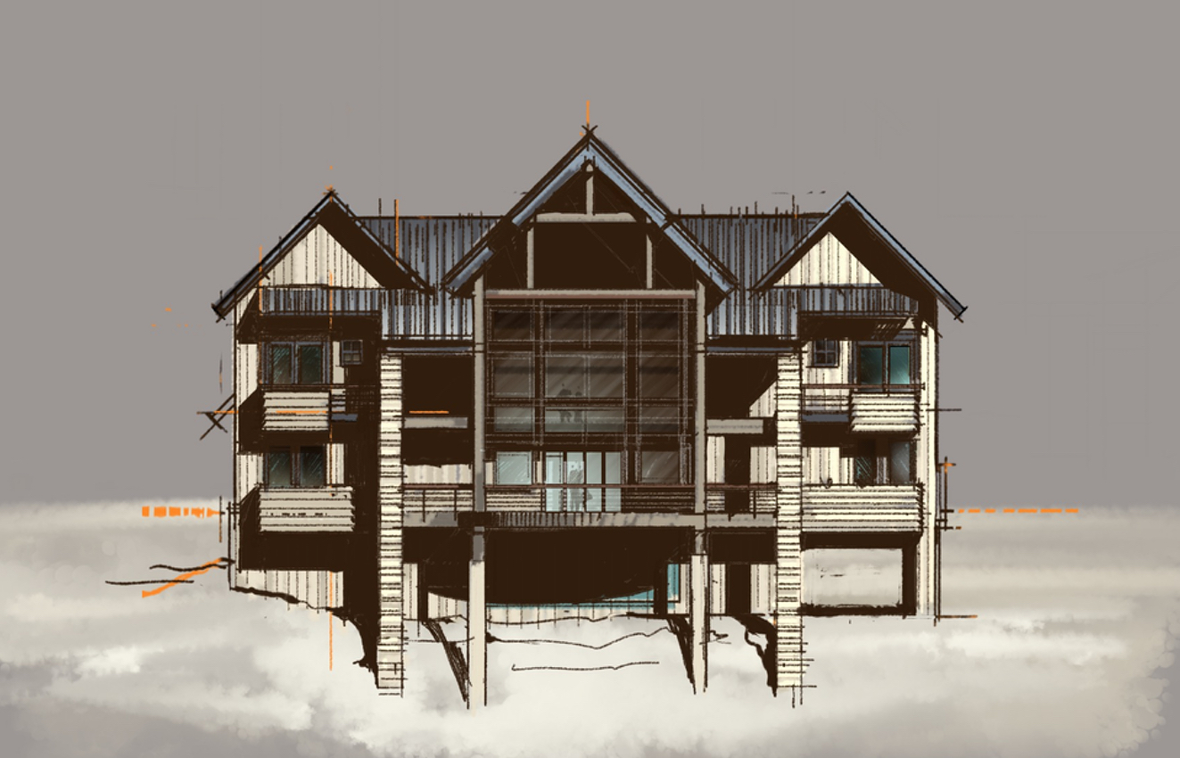Rust House Drawing Modern Rustic House Sketch Illustration - Roberth Jordan